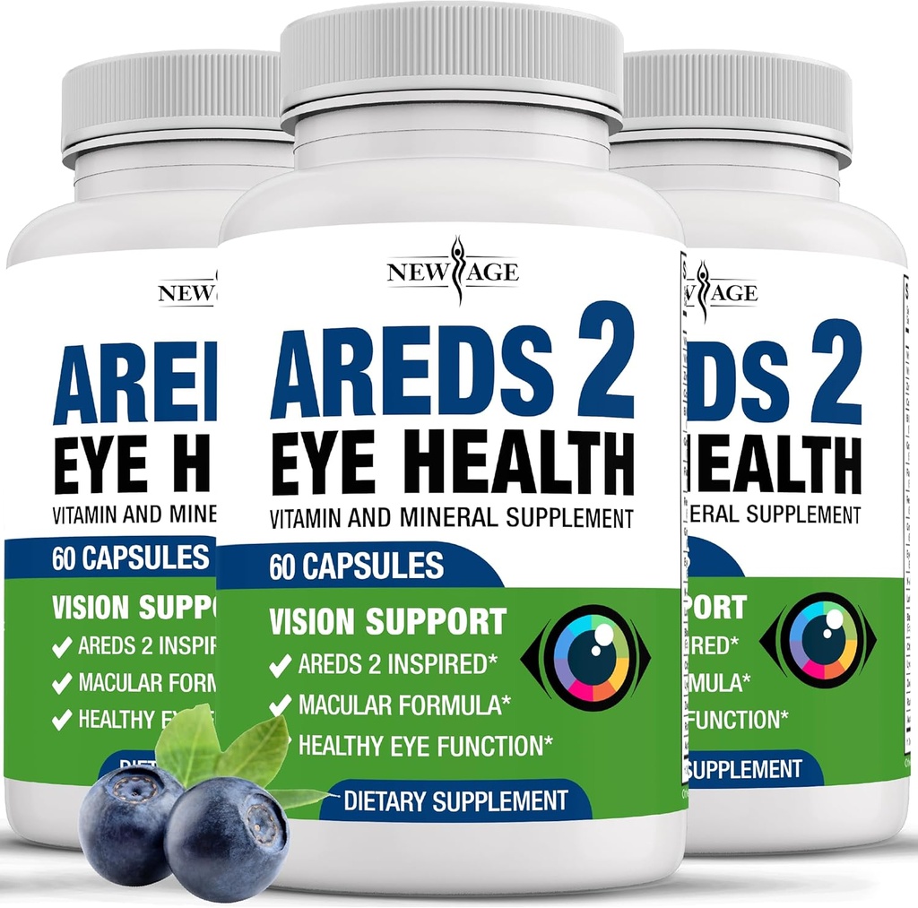 NYE ALDER AREDS 2 Eye Vitamin - Lutein, Zeaxanthin, Bilbær, Astaxanthin Mineral Vision Supplement - 180 Tæl