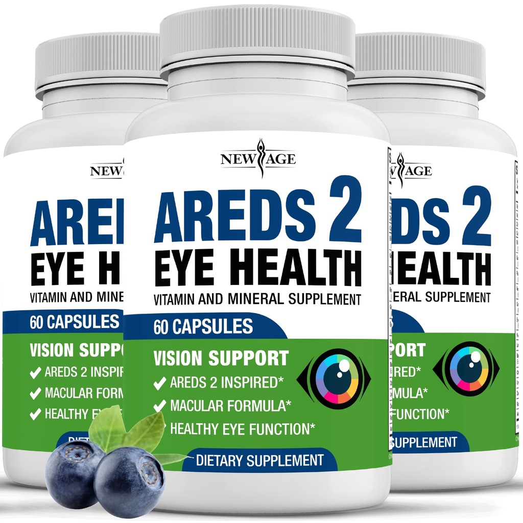 NYE ALDER AREDS 2 Eye Vitamin - Lutein, Zeaxanthin, Bilbær, Astaxanthin Mineral Vision Supplement - 180 Tæl