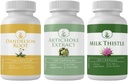 PURE ORIGINALSKE INGREDIENSER Artichoke Extract, Milk Thistle, & Mælkebøtte Root Capsule Bundle (100 kapsler Hver), Ingen tilsætningsstoffer eller Fillers, Lab Verified