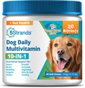 5Strands Hund Multivitamin Chews, 10- in-1, Vitaminer & Postbiotika, Alle aldre & racer - fordøjelse, hjerne, organer, hjerte, mobilitet, Vision, Hud & Coat, Immunitet - Hundetillæg (Jordnøddesmør, 90ct)