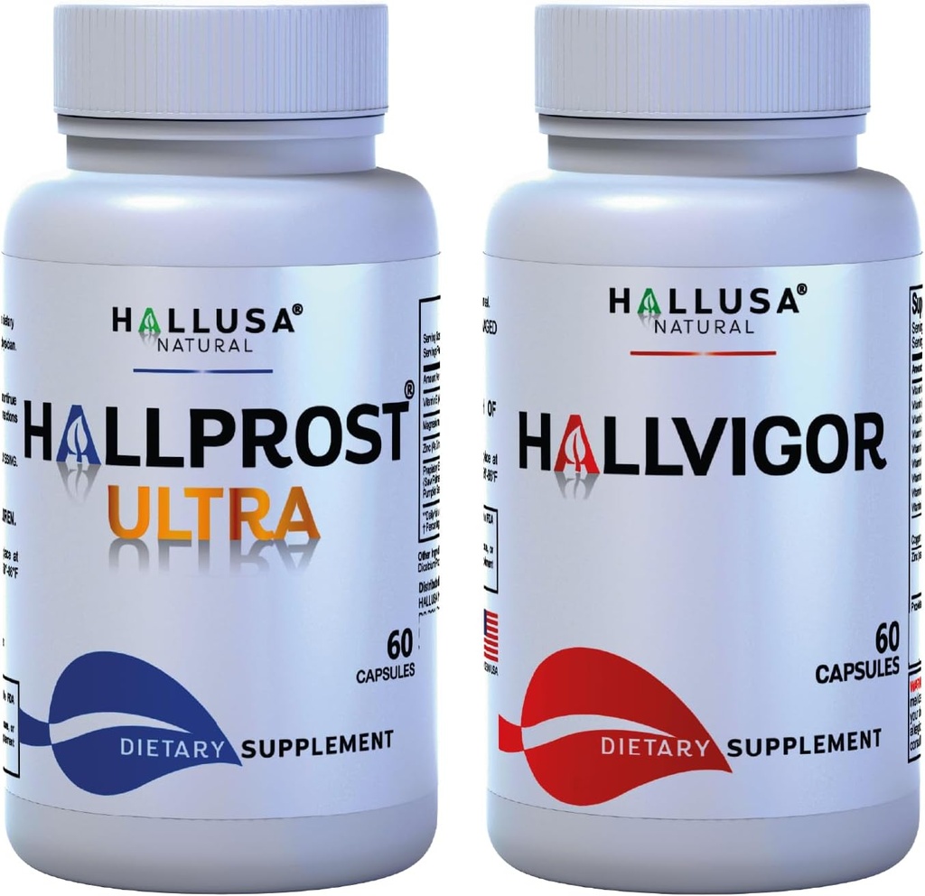 Hallusa Natural Hallprost Ultra & Halvigor 120 Cap - Kosttilskud til mænd - Pygeum, Græskar frø, Prostata Formel - Energitilskud