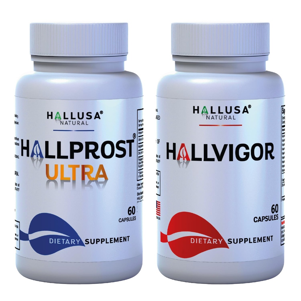 Hallusa Natural Hallprost Ultra & Halvigor 120 Cap - Kosttilskud til mænd - Pygeum, Græskar frø, Prostata Formel - Energitilskud