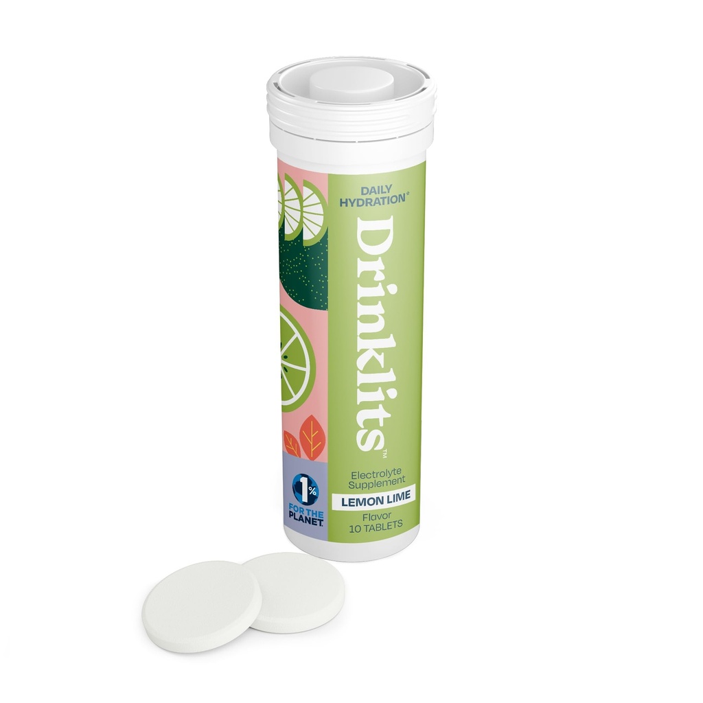 Drinklits Lemon Lime Electrolyte Tablets for Hydration Note 124; Great Taste - 0g Sukker - Essential Electrolytes - Daily Use Note 124; Single Tube (10 tabletter / Servering)
