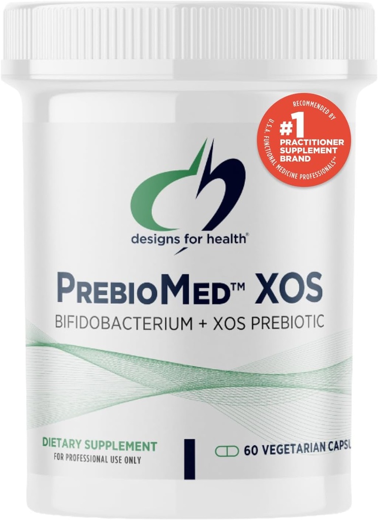 Design for sundhed PrebioMed XOS - Prebiotic + Probiotic Blend med 10 Millioner CFU Bifidobacteria - Voksen Probiotic supplement til støtte fordøjelse + sund Gut (60 kapsler)