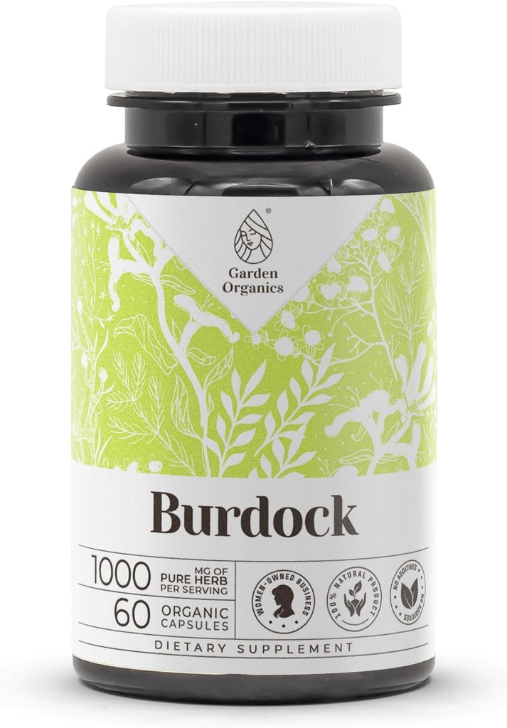 Burdock 60 Capsules Measures 124; High- Potency Herbal Kosttilskud Measures 124; Lavet med Vegetabilske Kapsler og Burdock (Arctium lappa) Tørret rod (60 Greve)