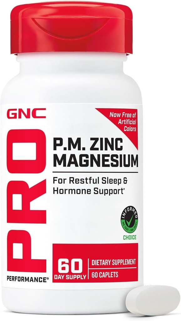 GNC Pro Performance Zink Magnesium, 60 tabletter, understøtter restaurativ søvn og anabolske støtte