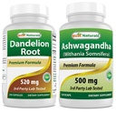 Bedste Naturals Mælkebøtte Root 520 mg & Ashwagandha Extract 500 Mg