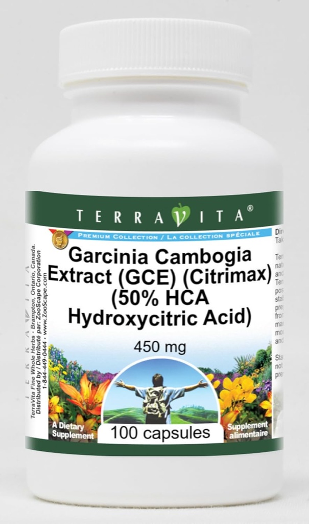 Garcinia Cambogia Extract (GCE) (Citrimax) (50% HCA Hydroxycitric Acid) - 450 mg (100 Capsules, ZIN: 512451)