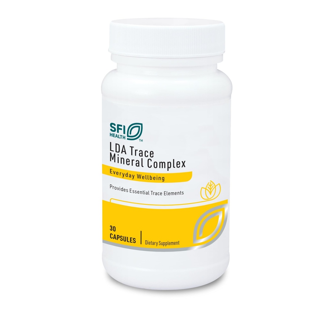 Klaire Labs SFI Health LDA Trace Mineral Complex - 11 Essential Trace Elements with TRAACS Chelated Minerals, Hypoallergic & No Iron (30 vegetariske kapsler)