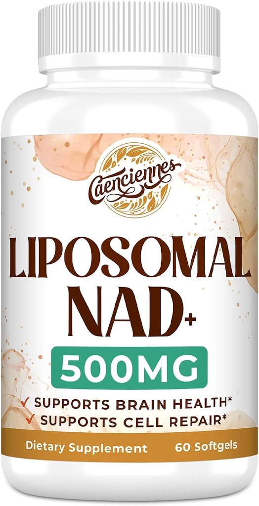 Liposomal NAD + 500 MG Supplement, True NAD Plus tillæg, Superior Absorption, Boost NAD + Mere effektiv end Nicotinamid Riboside for cellulær energi, sund aldring, 60 Servering