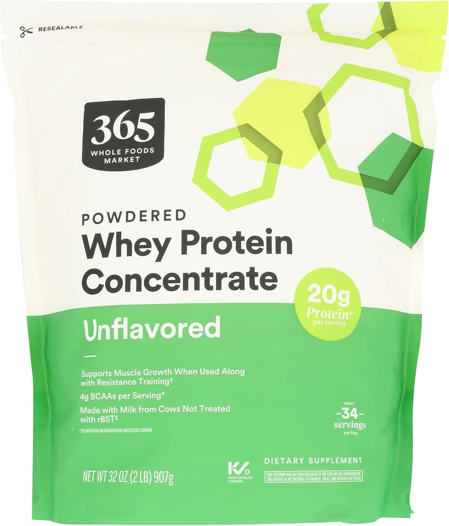 365 by Whole Foods Market, Unflavored Whey Concentrate Protein Powder, 32 Ounce