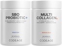 Codeage Multi Collagen Protein Capsules 5 Typer, Ashwagandha Pitania Somnifera & Organic Amla Berry + SBO Probiotic Blend 50 Millioner CFU Bundle, Lactobacillus Plantarum, Bacillus Subtilis, Non- GMO