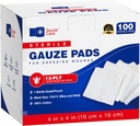 100pc Stor Steril Gauze Pads 4x4 Steril til sår Bulk - 12ply Vævet Gauze Sponges 4x4 Steril - USP IV Breathable Mesh 4x4 Gauze Pads Steril til forbedret absorption - Førstehjælp medicinsk