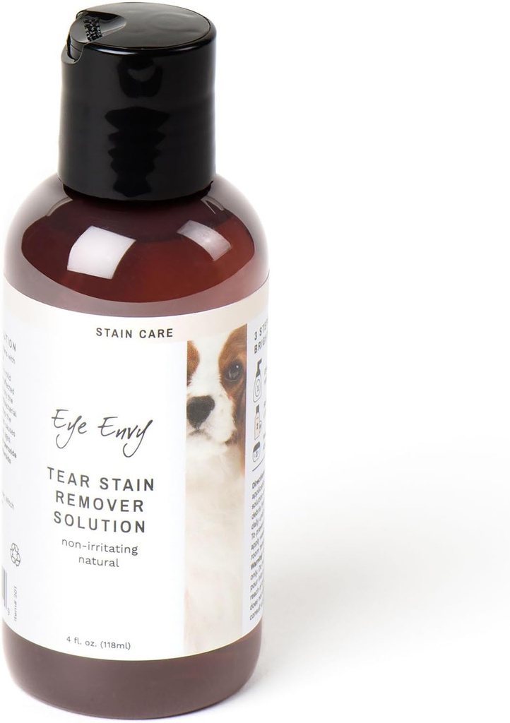 Eye Envy Tear Stain Remover Solution for Hunde. 100% Natural, Safe. Behandler Årsagen til Seins. Anbefalet af AKC Breeders, Vets, Handlere, Groomers. Indeholder kolloid sølv. 4 oz. Fremstillet i USA