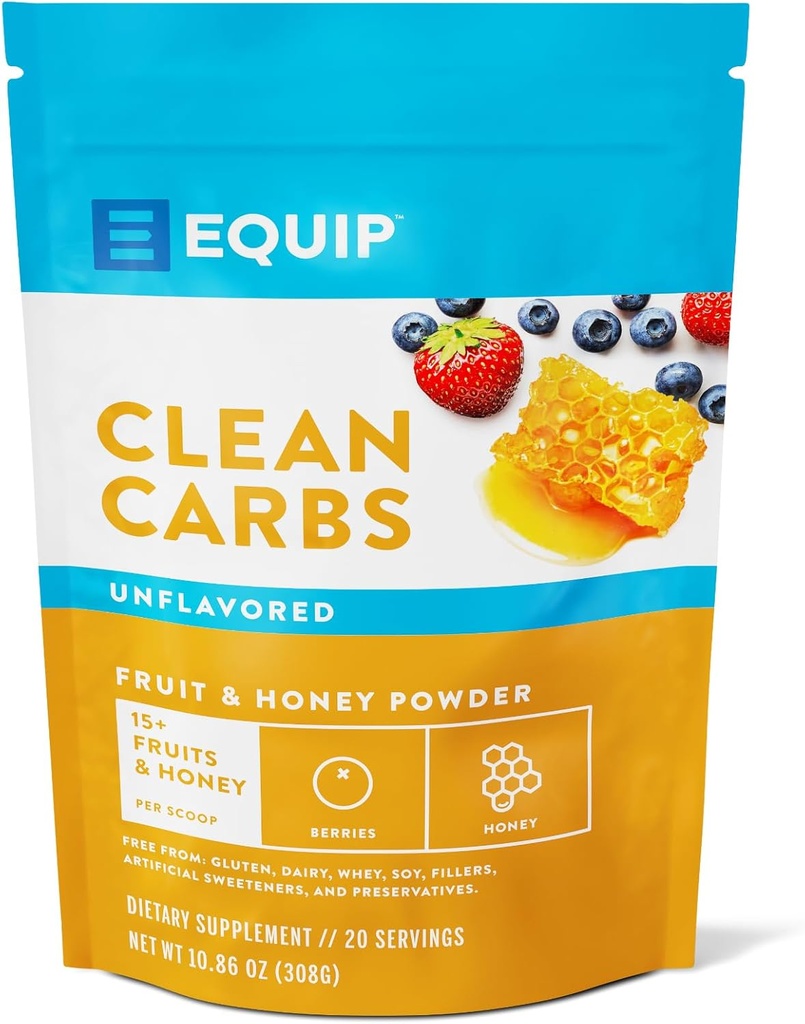 Equip fødevarer Clean Carbs ttesmå 124; 15 + Frugt og honning Superfood Powder ttesmå 124; Post Workout Recovery Powder 124; Antioxidanter, Carbohydrat Supplements 124; Immunity Support Carb Cleaner 124; 20 Serveringer, Unflavored