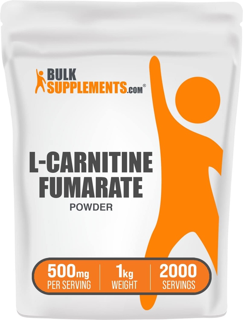 BulkSupplements.com L-Carnitine Fumarate Powder - Carnitine Supplement, Sports Nutrition, L-Carnitine 500mg - Gluten Free, 500mg per Serving, Gluten Free, 1kg (2.2 lbs) (Pack of 1)