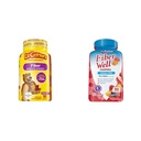 L’il Critters Fiber Daily Gummy Supplement for Kids, for Digestive Support & Vitafusion Fiber Well Sugar Free Fiber Supplement, Peach, Strawberry and BlackBerry Flavored Supplements, 90 Count