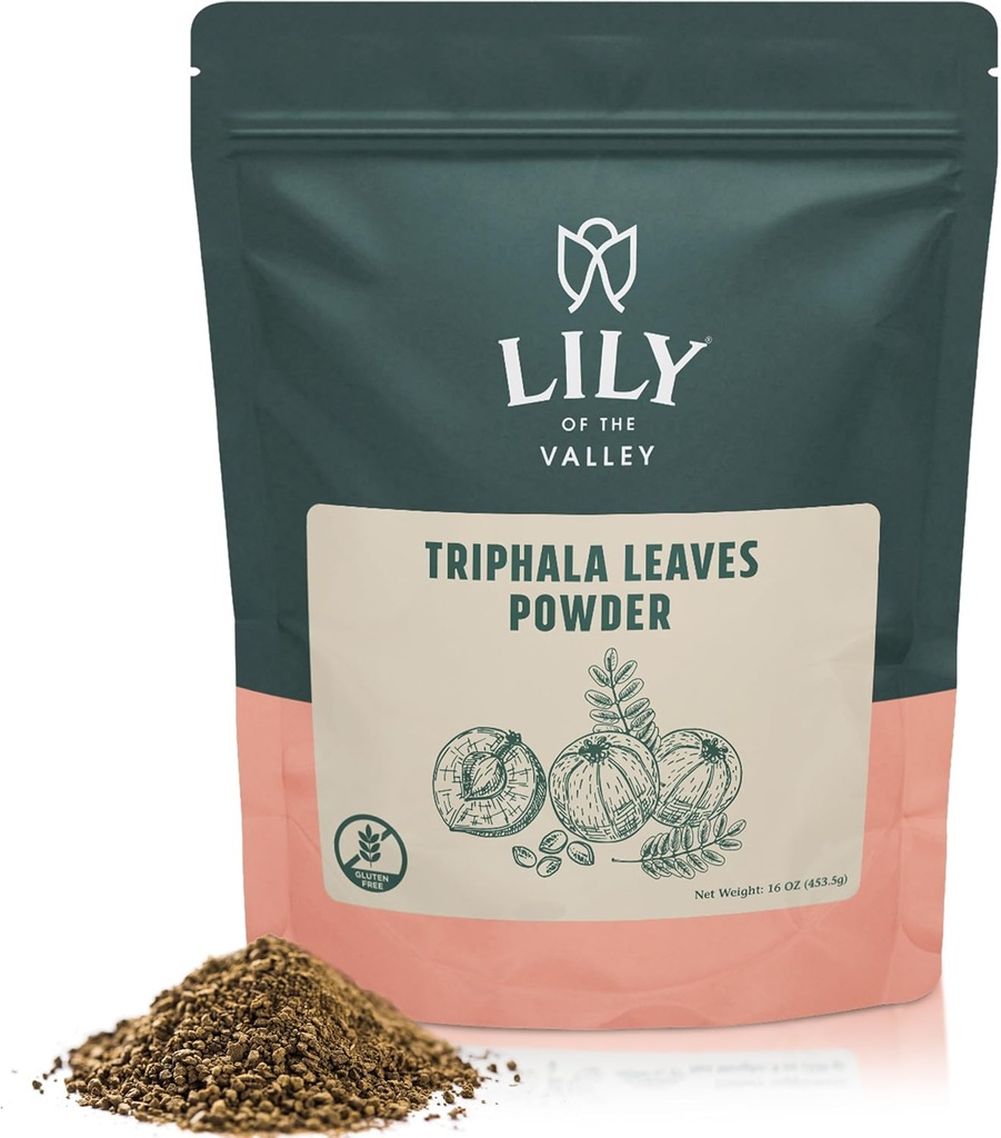 LILY OF THE VALLEY Triphala Powder - Mix of Amla, Haritaki & Bibhitaki - Sourced from India - Herbal Adaptogen Superfood - Vegan & Gluten- Free - Pakket i resealable Pouch (4oz, 113g)