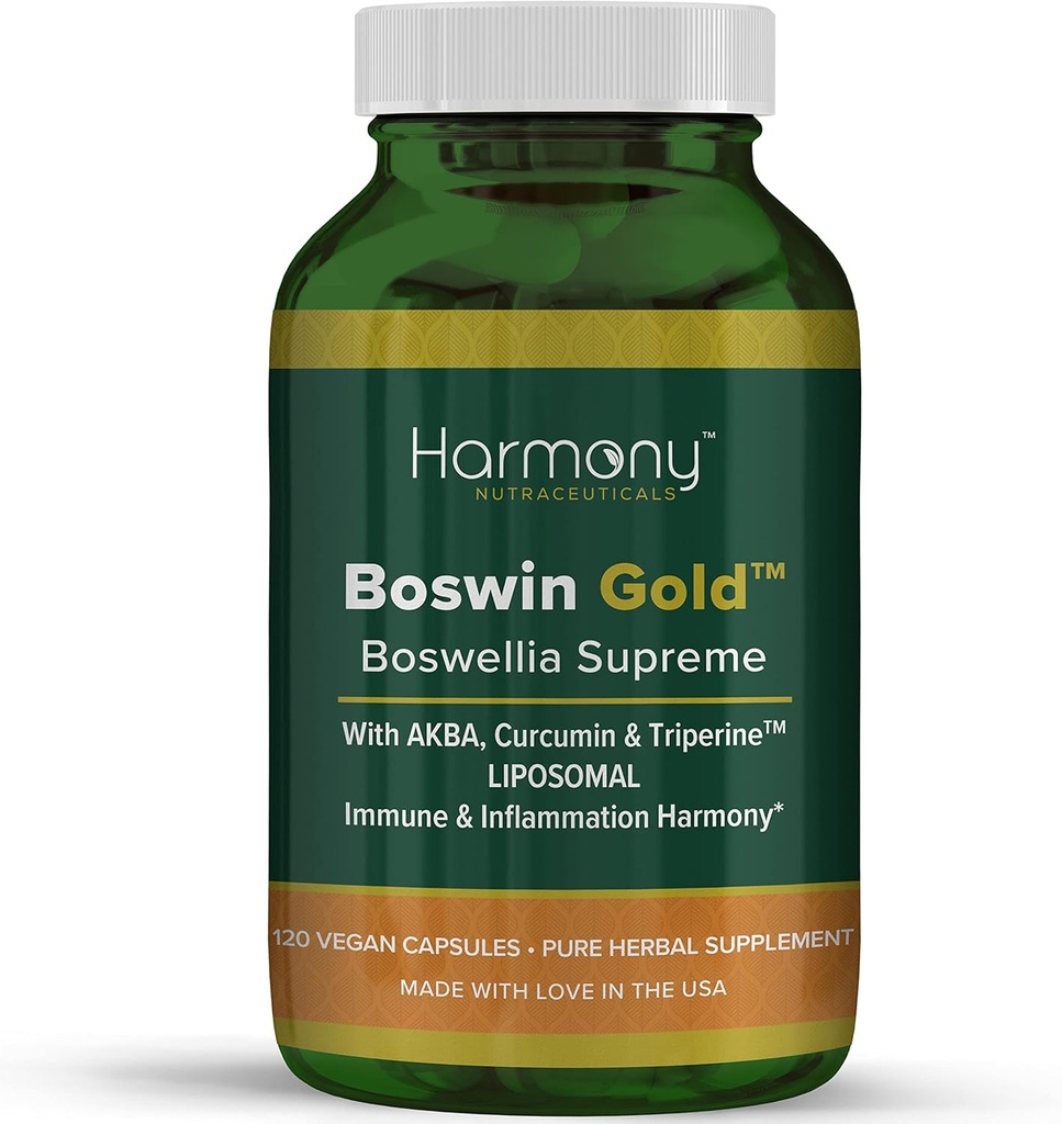 Harmony Nutracatives Boswin Gold Liposomal - Højeste potens Maksimal bioaktivitet Dr. Gumman kliniske Grade Synergized med gurkemeje & Triperine