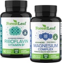 ForestLeaf Riboflavin & Magnesium migraine Supplement - Riboflavin 400mg for hovedpine Relief - Ultimate Magnesium Bundle med B2 vitamin 400mg for hovedpine Migræne Relief kapsler