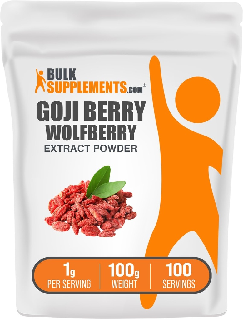 BulkSupplements.com Wolfberry Extract Powder -Goji Berries Supplement, Fruit Powder - Vegan & Gluten Free, 1g per Serving, 100g (3,5 oz) (Pack of 1)