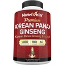 Nutrivein Koreansk rød Panax Ginseng 1600mg - Ekstra styrke Formel - 180 kapsler - Boost Energy, Mental Focus & immunforsvar naturligt