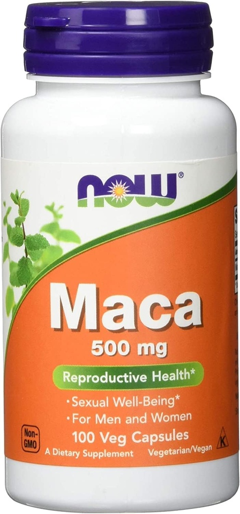 Now Foods Supplements, Maca (Lepidium meyenii) 500 mg, For mænd og kvinder, Reproduktiv Sundhed *, 100 Veg kapsler