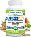 Power By Naturals SeaMoss Plus - USDA Organic Irish Sea Moss Capsules w / Wild Hartered Irish Seamoss, Bladderwrack & Burdock Root Immunity Supplement Sea Moss Pills til voksne 60Ct - 1 pakke