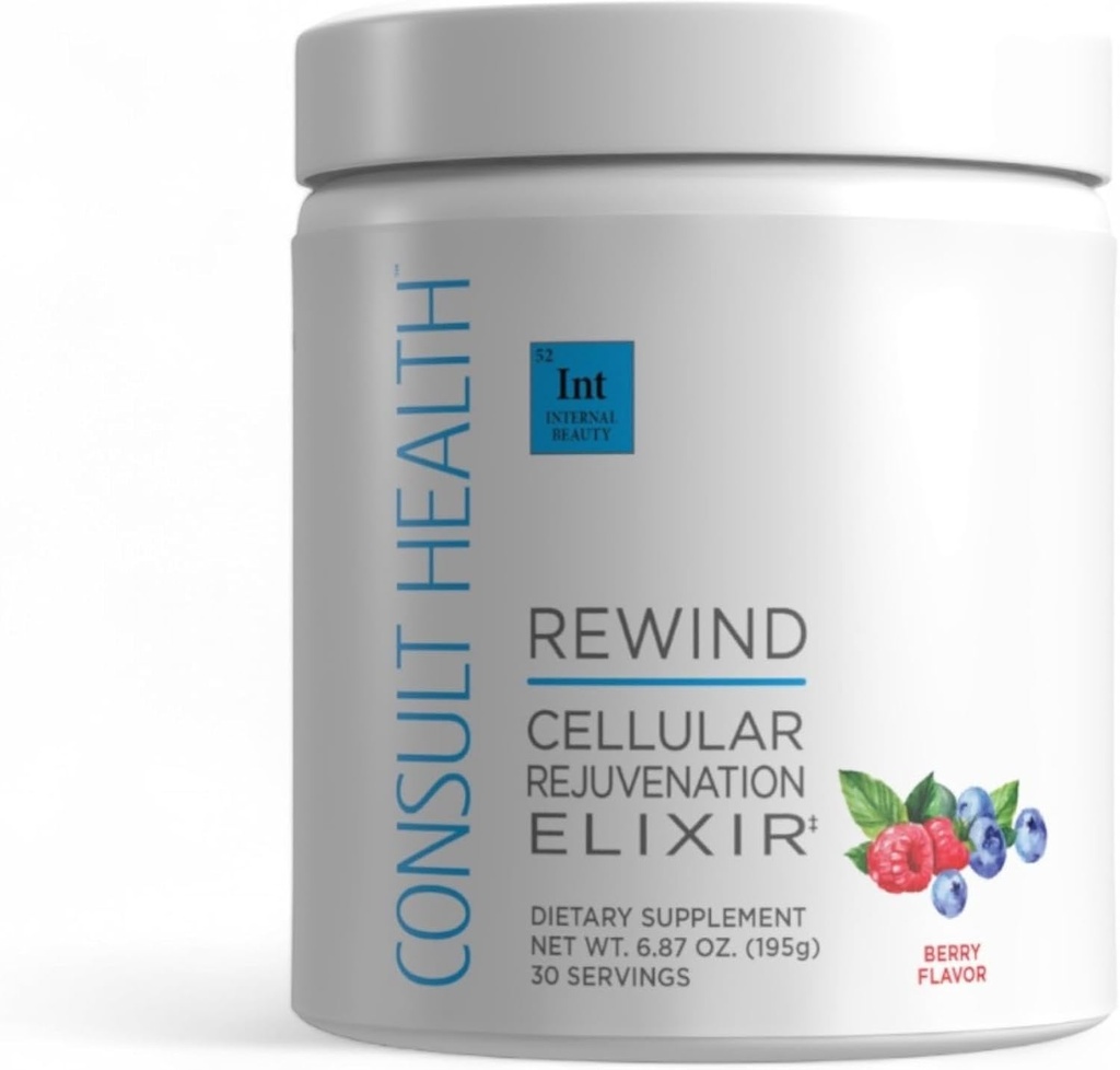 Consult Health Rewind 1000 mg MSM, cellular foryngelse Powder Mix - Lycopen, Polyphenoler, Collagen & Elastin Support for Joints, hud, hår og negle - Berry Flavor - 30 Serveringer