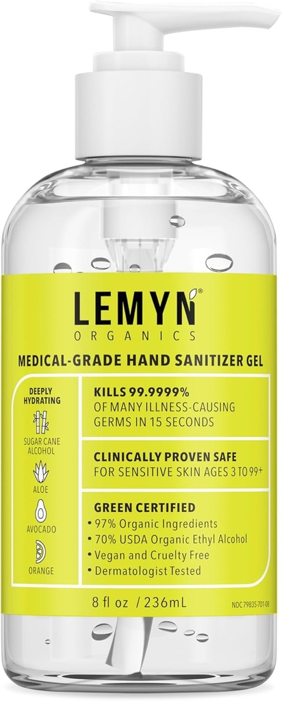 Medical Grade Hand Sanitizer Gel - 97% Økologisk Gel 124; 70% USP Ethyl Alkohol