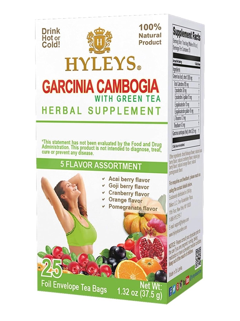 HYLEYS Tea Garcinia Cambogia Green Tea 5 Arveller Assortation - 25 Tea Tasker (12 Pack - 300 Tea Tasker i alt)