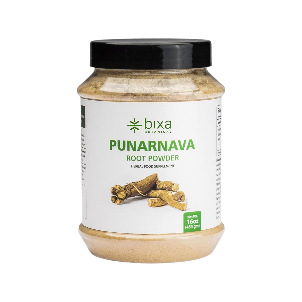 bixa BOTANINIC Punarnava Powder, Boerhavia Diffusa - Understøtter Nyre Detox og Leversundhed - Steam behandlet, Vegan, Non- GMO, 100% Pure Ayurvedic Herbal Supplement, 16 Oz