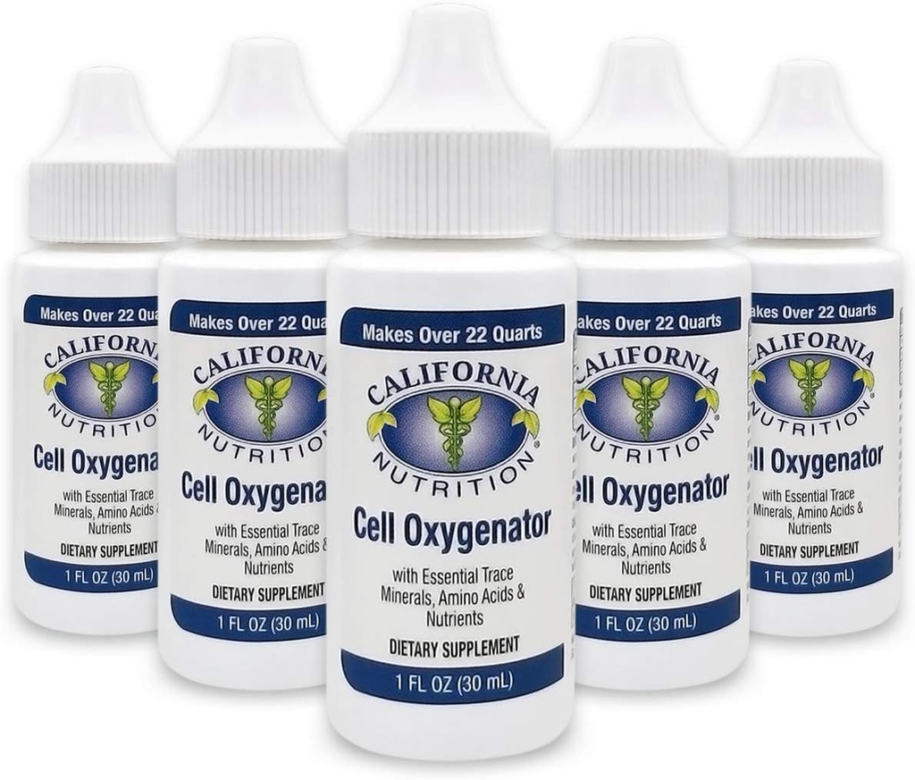 Cell Oxygenator 1 Fl Oz flaske (pakke med 5), flydende koncentrat Cell Oxygen dråber vand dagligt næringsstof Kosttilskud, Support immunsystem, til daglig brug Sports Atleter