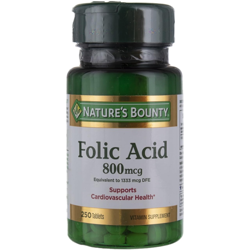 Naturens bounty folinsyre supplement, understøtter hjerte-kar-sundhed, 800mcg, Multi, ingen flavour, 750 greve, pakke med 3