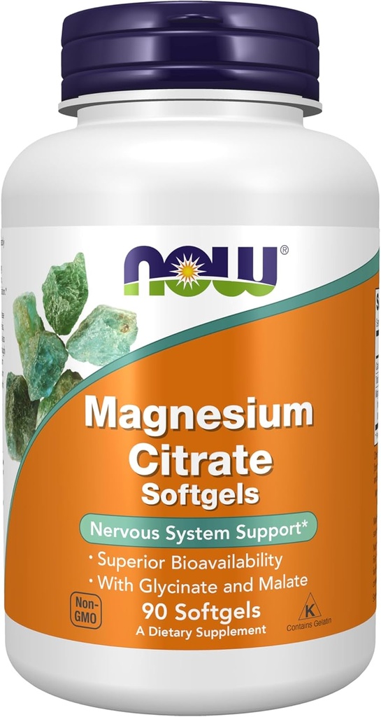 Now Foods Kosttilskud, Magnesium Citrate, Med Glycinate & Malate, Nervesystemet Support *, 90 Softgels