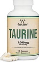 Taurin Supplement 1000mg per servering, 180 kapsler - Aminosyre Studerede at støtte en længere, sundere liv (Taurina) Vegan Safe, Gluten Free, Non- GMO af Dobbelt Træ