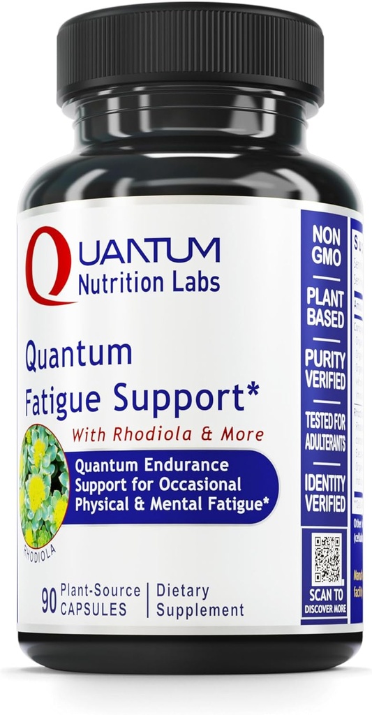 QNL Quantum Træthed Support - Vegan Rhodiola Rosea Root supplement - Organic Adaptogen Blend til lejlighedsvis fysisk & kognitiv stress - 90 Plantbaserede kapsler