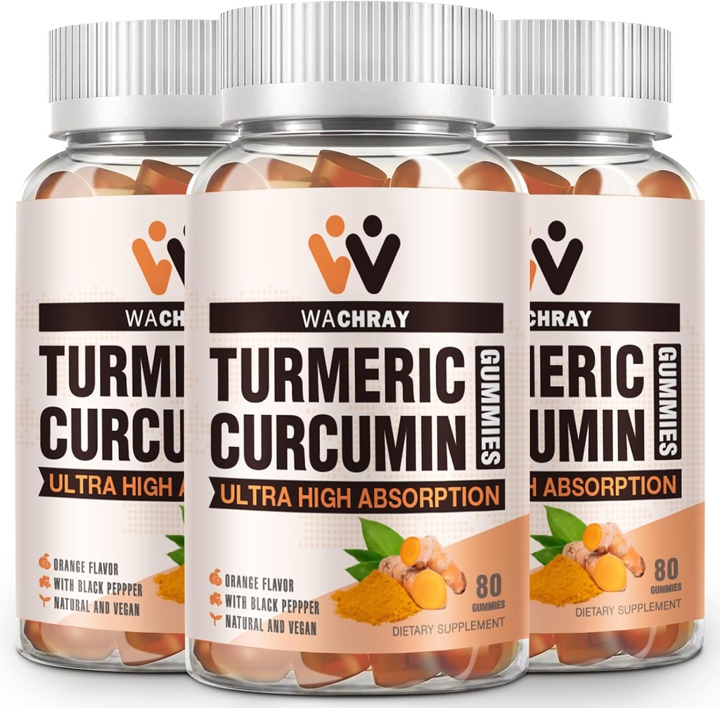 Gurkemeje Curcumin Gummies med Ginger & Black Pepper Extract - 3 Pack Tumerisk Gummy Kosttilskud til smerte Betændelse fælles vægt sundhed støtte - Vegan, Økologisk, Gelatin- fri - for voksne og børn