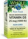 Hele Jorden og havet fra naturlige faktorer, D3- vitamin 1000 IE (25 µg), hel kosttilskud, Vegan, 90 kapsler