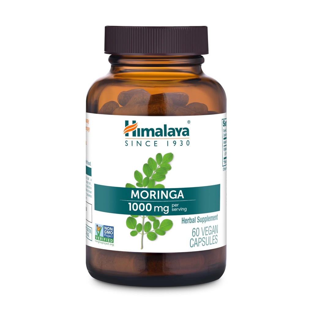 Himalaya Moringa - Herbal Superfood Antioxidants Supplement Support Wellness, Vitality, og oxiderende stress - Vegan, Non- GMO, Gluten Free, 1000 mg, 60 kapsler