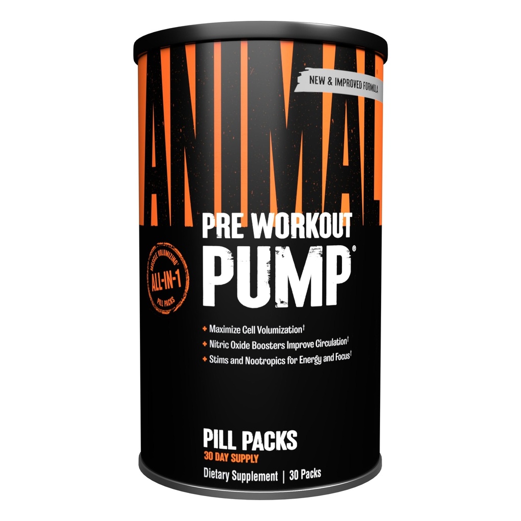 Animal Pump Pre- Workout Supplement - for energi, fokus og muskel volumizing, med nitrogenoxid boostere herunder Stims og Nootropics, Creatin, og Ultimate Pump Enhancer, 30 pakker