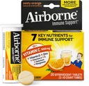 Airborne 1000mg C-vitamin med Zink Effervescent tabletter, immunforsvar supplement med kraftige antioxidanter Vitaminer A C & E - 20 Fizzy drikke tabletter, Zeress Orange Flavor
