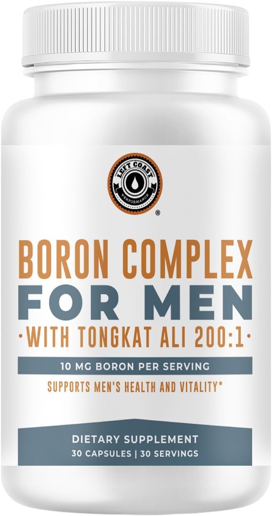 Boron Supplement For Men With Tongkat Ali - Vitamin D3, Zinc Picolinate 30mg, Longjack Tongkat Ali For Men - Boron Citrate 10mg For Men’s Health - Non GMO, Gluten Free, No Allergens - 30 Count