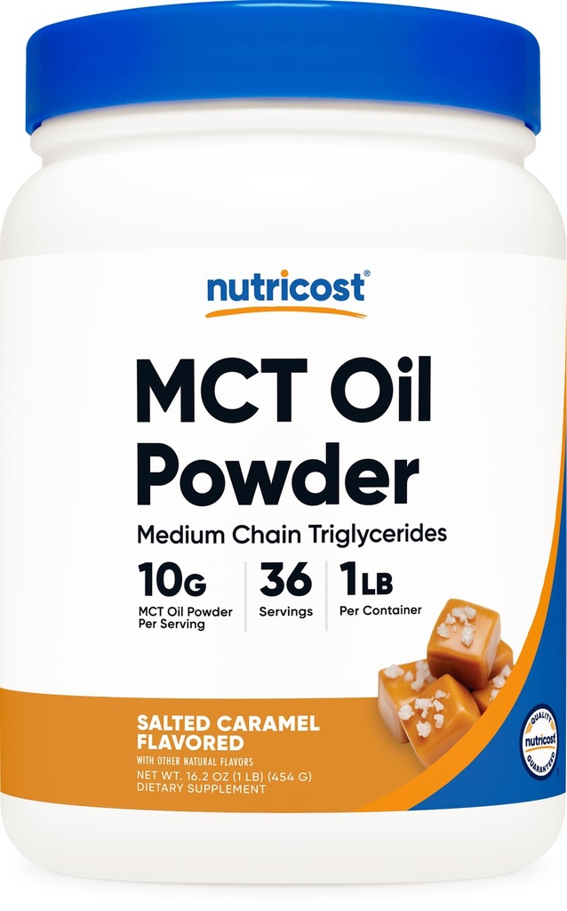 Nutricost Premium MCT Oil Powder (1 LB) (Saltet Carmel) - Bedste for Keto, Ketosis, og Ketogen Diets - Non-GMO og Gluten Free, Medium Chain Triglycerid