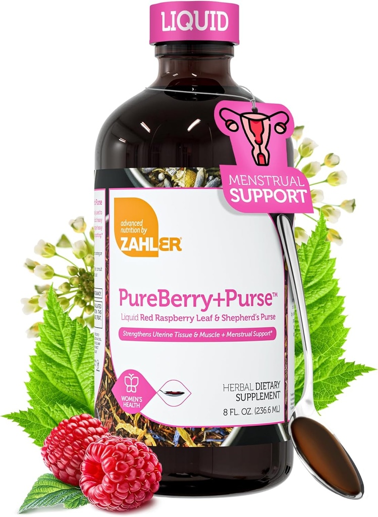 Zahler PureBerry+Purse, Liquid Raspberry Leaf & Sheperd's Purse, Strengthens Uterine Tissue, Certified Kosher, 8OZ