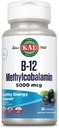 KAL-vitamin B- 12 Methylcobalamin Lozenges 5000mcg, sund energi, Metabolisme, Nerve & Red Blood Cell Support, * Optimal Absorption, Natural Acai Flavor, Vegan, Sugar Free, 60 Servere, 60 Lozenges