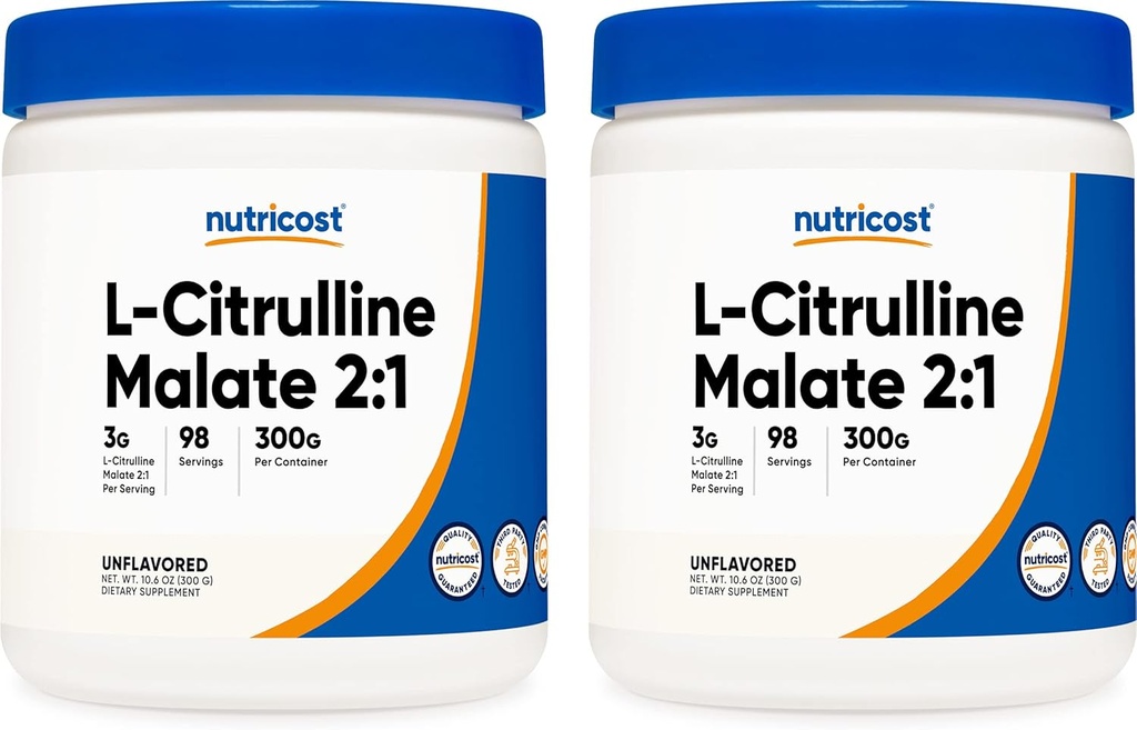 Nutricost L- Citrullin Malat 300G (2 Pack) - Pure L- Citrullin Powder, 3000mg Per Serving - L- Citrullin Malat
