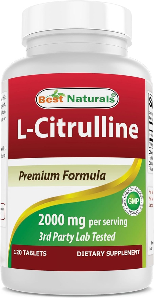 Bedste Naturals L- Citrullin 2000mg / Servering - Non- GMO - Gluten Free - 120 tabletter (120 greve (pakke med 1))