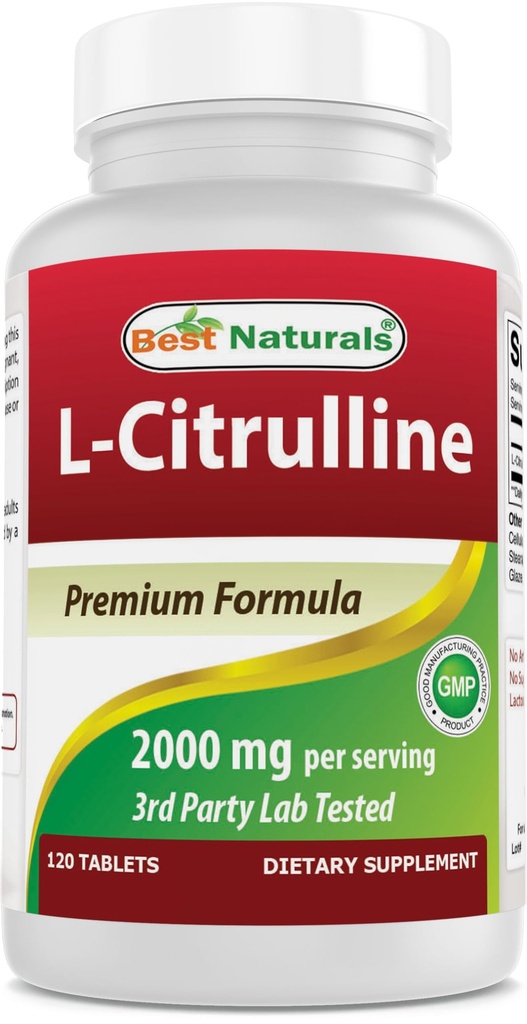 Bedste Naturals L- Citrullin 2000mg / Servering - Non- GMO - Gluten Free - 120 tabletter (120 greve (pakke med 1))
