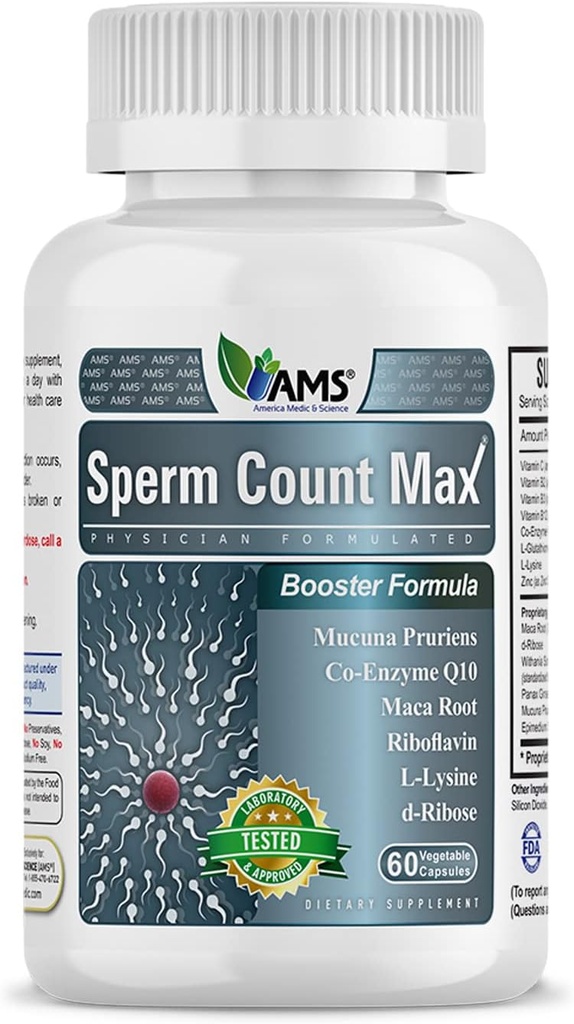 America Medic & Science Sperm Count Max (60 kapsler) # 124; Mand Fertilitet Supplement # 124; Udvikler Sperm Count og Reproduktiv Sundhed # 124; Prenatal Vitamin til mænd # 124; med zink, CoQ10, vitamin C, B2, og B12